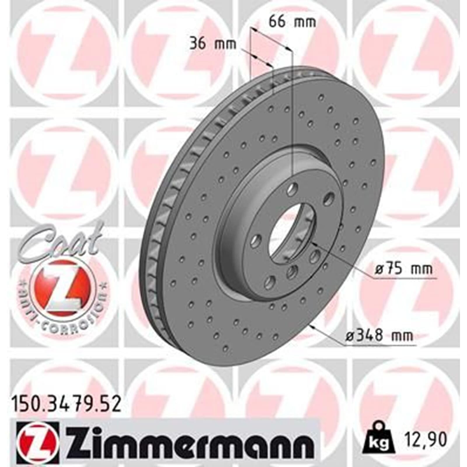 Zimmermann Sport Bremsscheiben Beläge vorne | 150.3478.52 + 150.3479.52 + 25045.200.1 + Wk passend für 5er F10 F11 6er F13