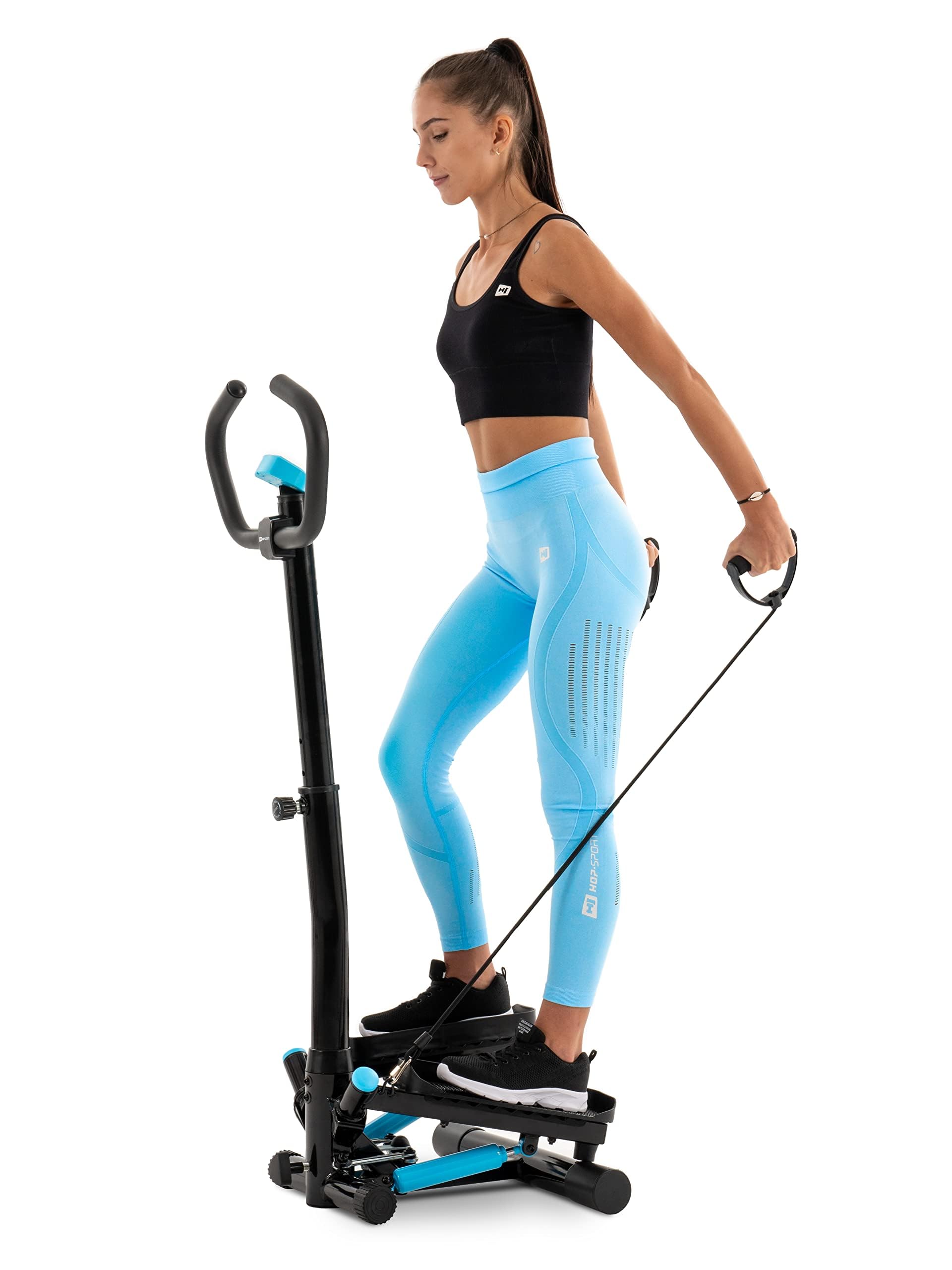 Hop-Sport Stepper Noble mit Lenker, Trainingscomputer & Expandern für Zuhause, Stabil & Kompakt, Ideal für Fitness & Cardio Workouts, Max. Benutzergewicht 100 kg