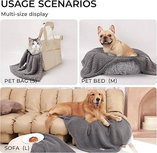 Miniatura 4 de 1 paquete de 3 mantas calmantes esponjosas de vellón de primera calidad para mascotas, manta suave de sherpa para perro, cachorro, gato, gris,