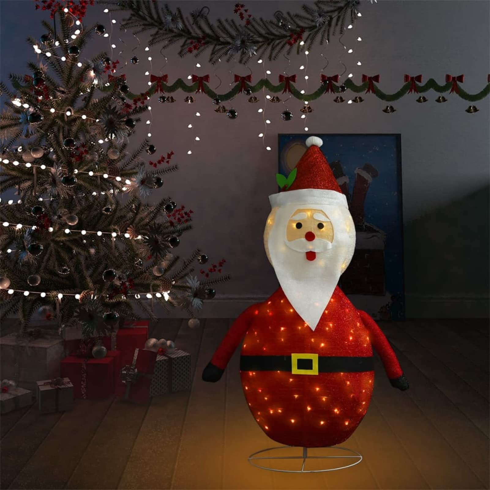 Figura Decorativa Babbo Natale con LED Tessuto Lusso 120 cm,Oggettistica Natalizia,Figura Decorativa Babbo Natale-328499