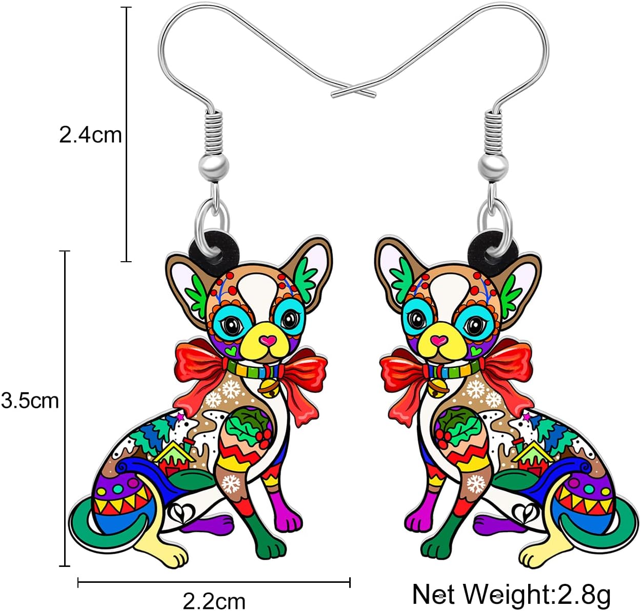 Christmas Chihuahua Earrings Dangle Cute Dog Jewelry for Women Gifts Charms By NEWEI (Mocha) - Image 5