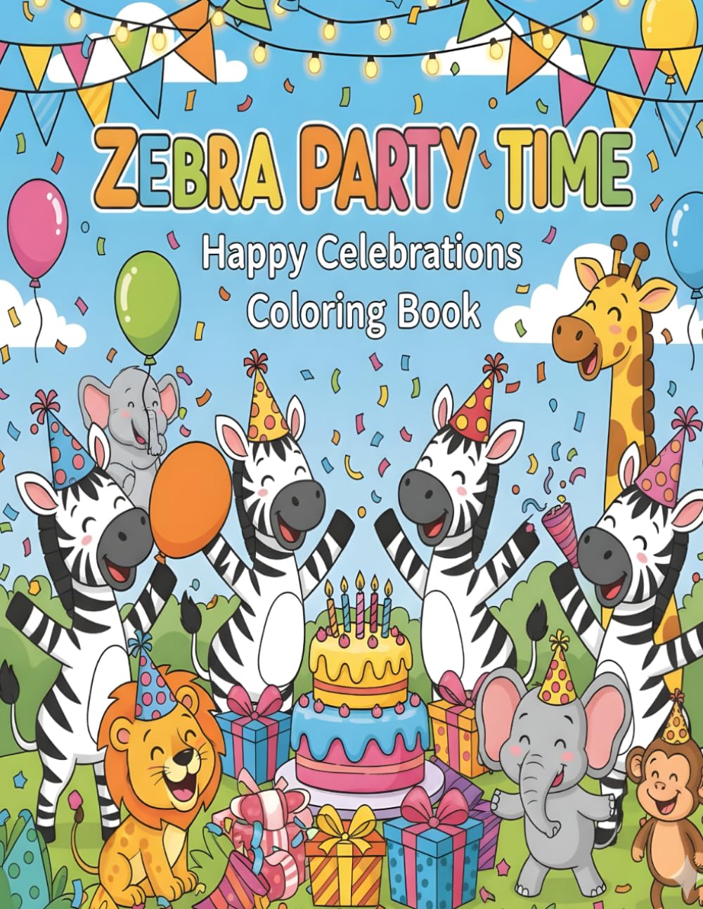Zebra Party Time – Happy Celebrations Coloring Book for Kids Ages 4–8: Cute zebras dancing, celebrating birthdays, and having joyful parties – 50 ... Adventures Coloring Series for Kids Ages 4–8)