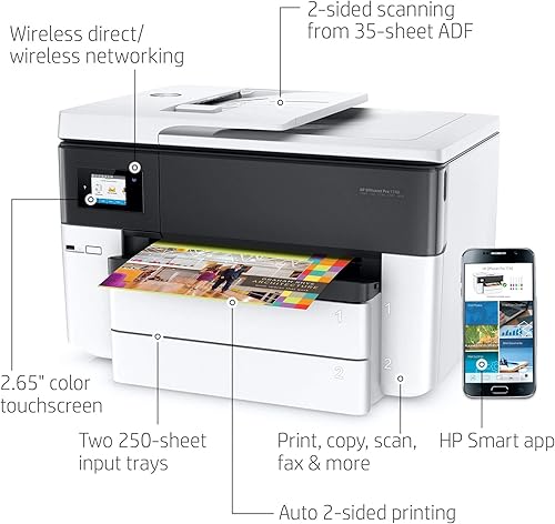 Miniatura 2 de HP OfficeJet Pro Series - Impresora todo en uno de inyección de tinta a color de gran formato, fax de copia de escaneo, impresión inalámbrica,