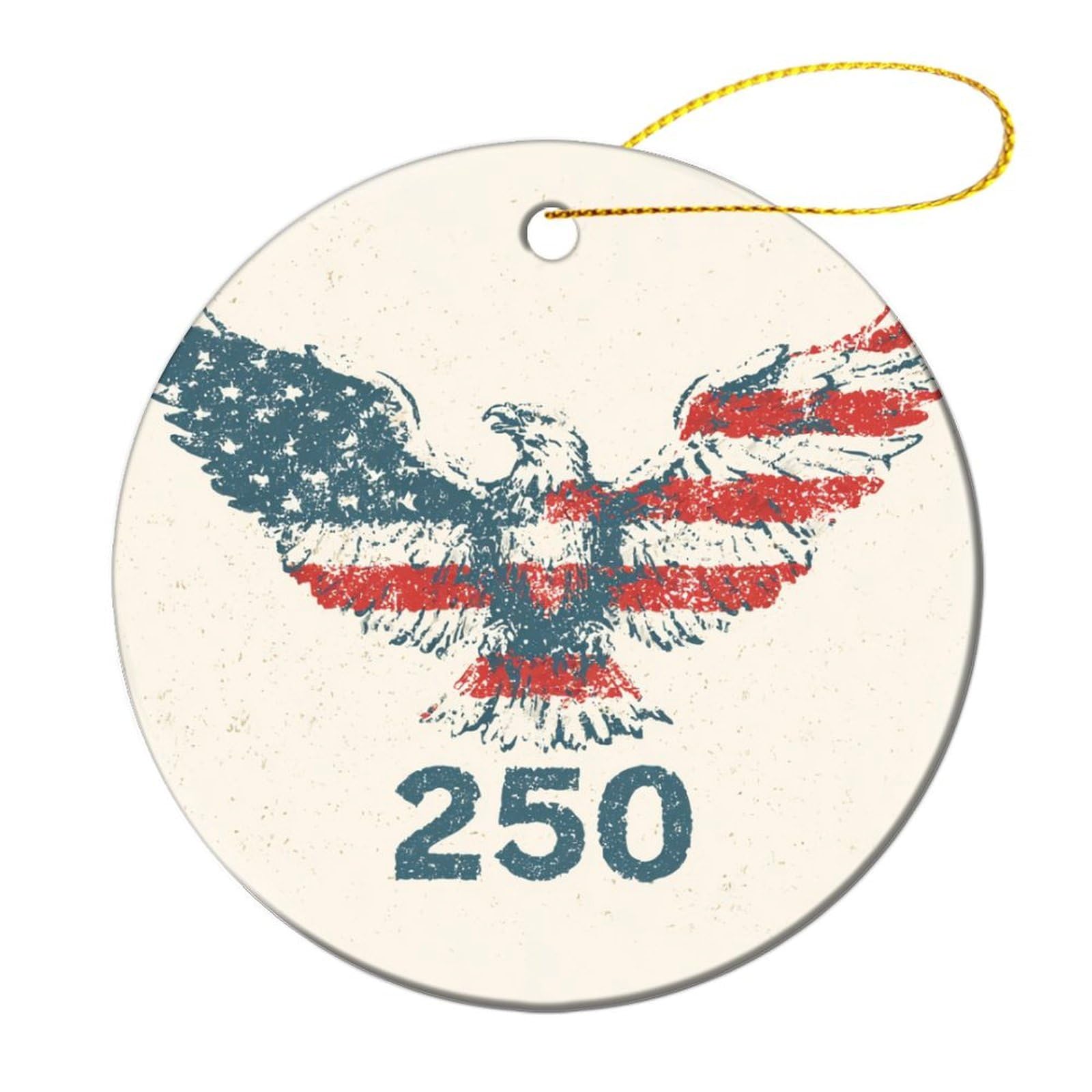 Patriotic Minimalist Bald Eagle with Spread Wings Christmas Tree Hanging Ornaments,2 Pieces, 7.2CM Round Double-Sided
