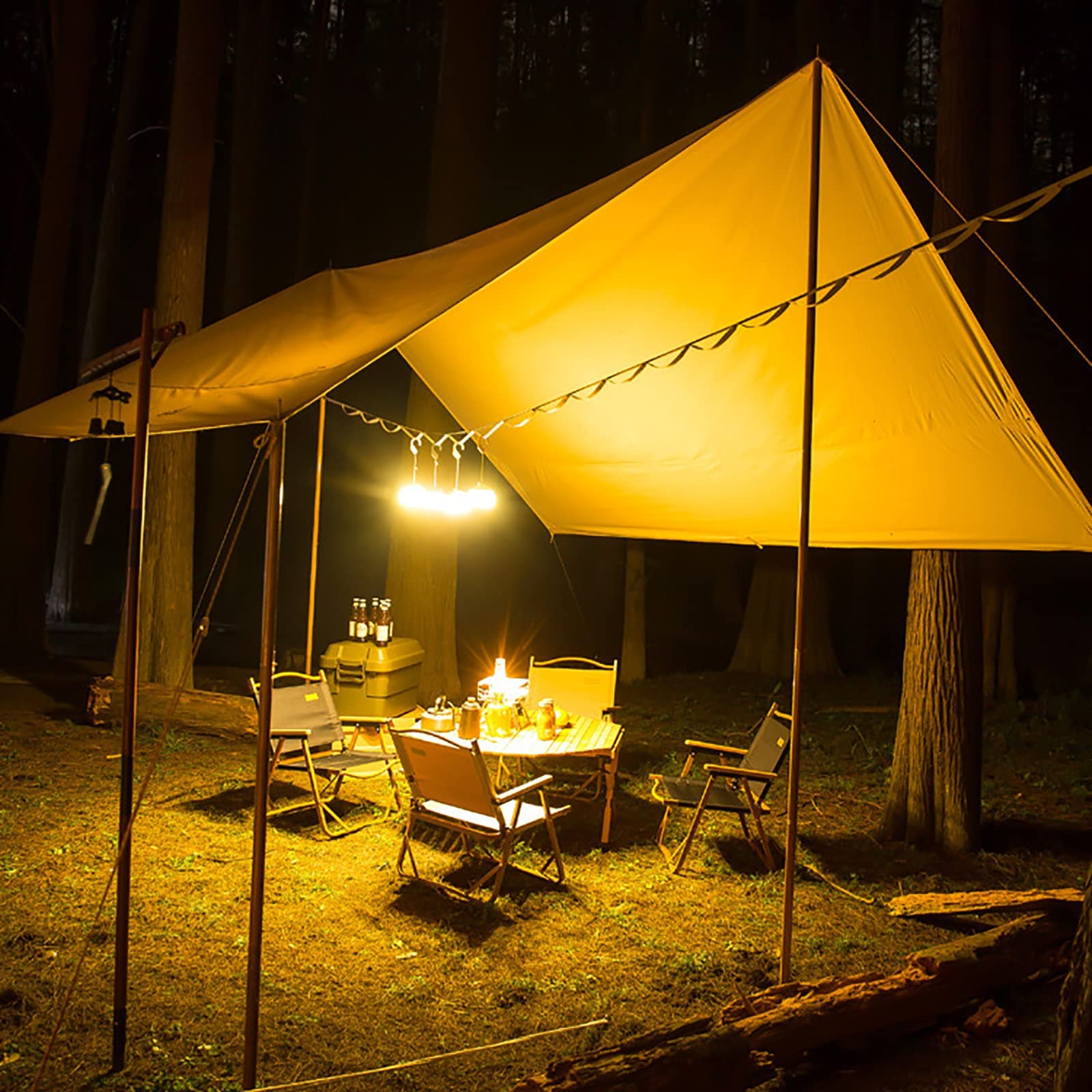 Tarp kempingowy Wodoodporny, Hamock Rain Fly Namiot Tarp, 3×4m Prostokąt Lekki Tarp kempingowy Przenośny Deszczowy Mucha do Kempingu Plecak Podróżowanie Outdoor Adventure (Khaki)