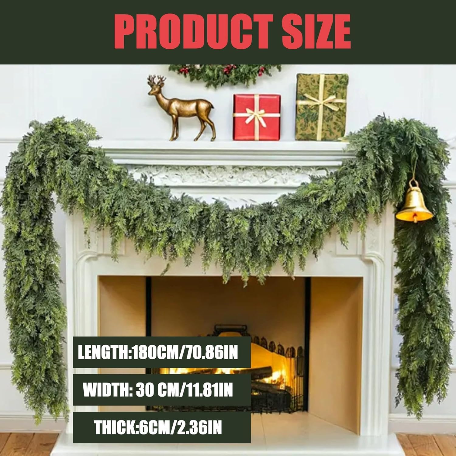 Christmas Garland 5.9ft Artificial Vine Hanging Plant Ornament for Mantel Indoor and Outdoor Home Decoration Green Garlands for Decoration