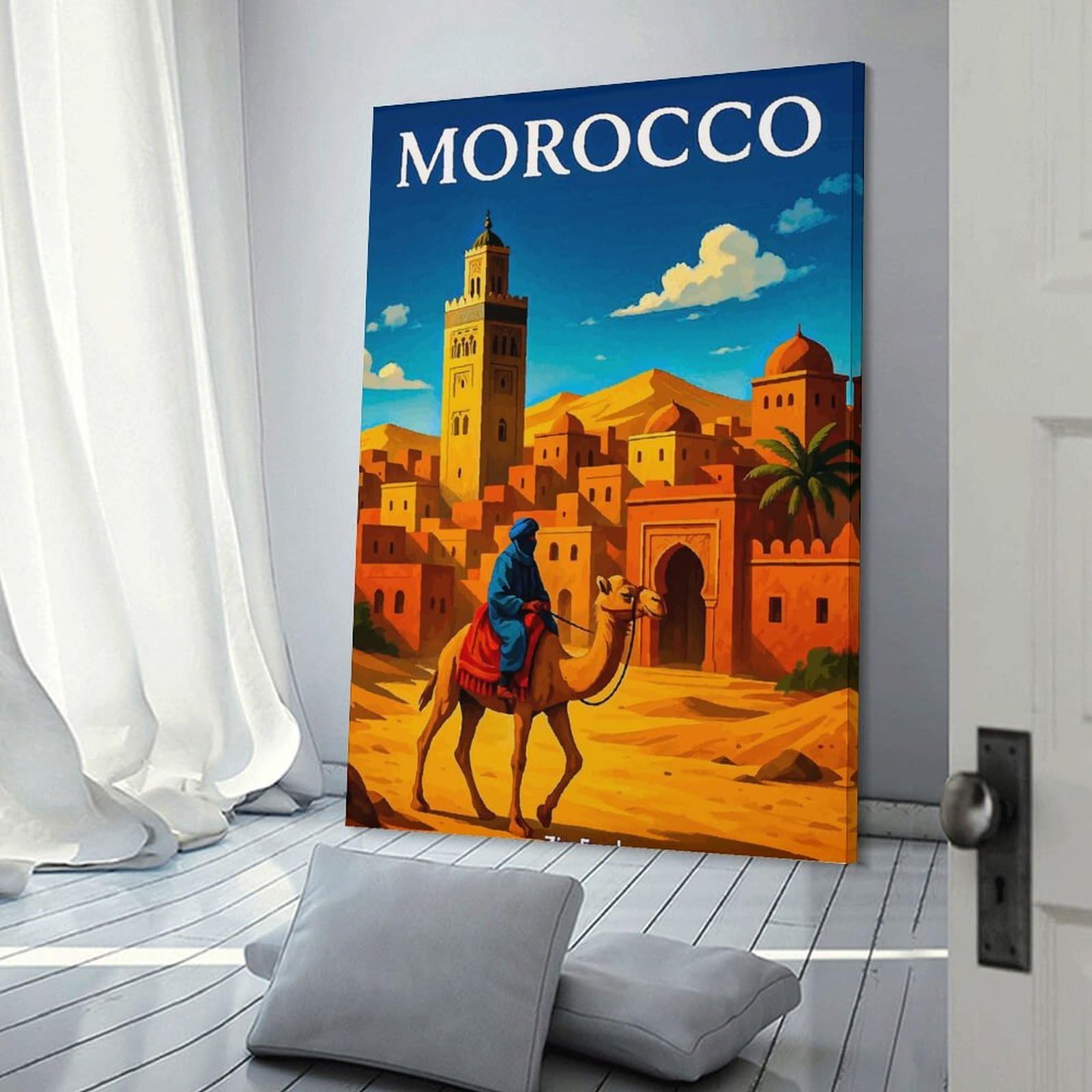 Junmoney Canvas Art Print Morocco Travel (3), 12x18inch(30x45cm), for Home Office, Desk Area Or Studio, Wall Art That Adds Style to Work Areas