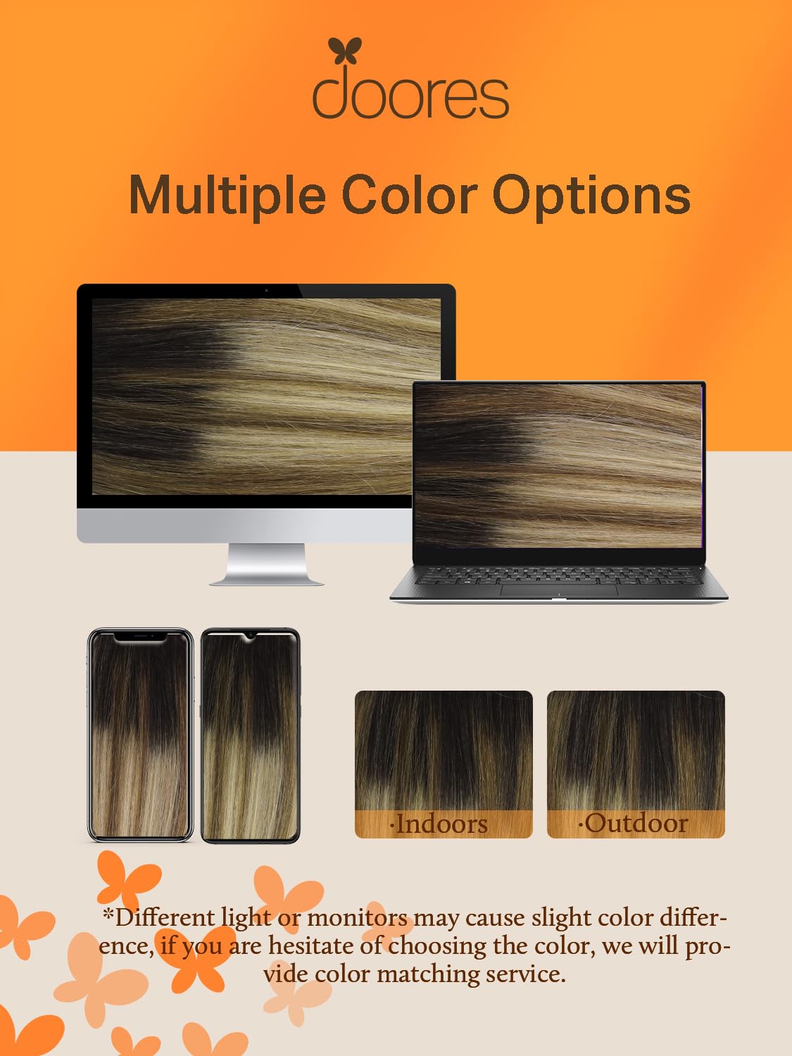 DOORES Human Hair Extensions Tape in, Balayage Walnut Brown to Ash Brown and Bleach Blonde, 18 Inch 20pcs 50g, Tape in Hair Extensions Silky Straight Soft Weft — view 69