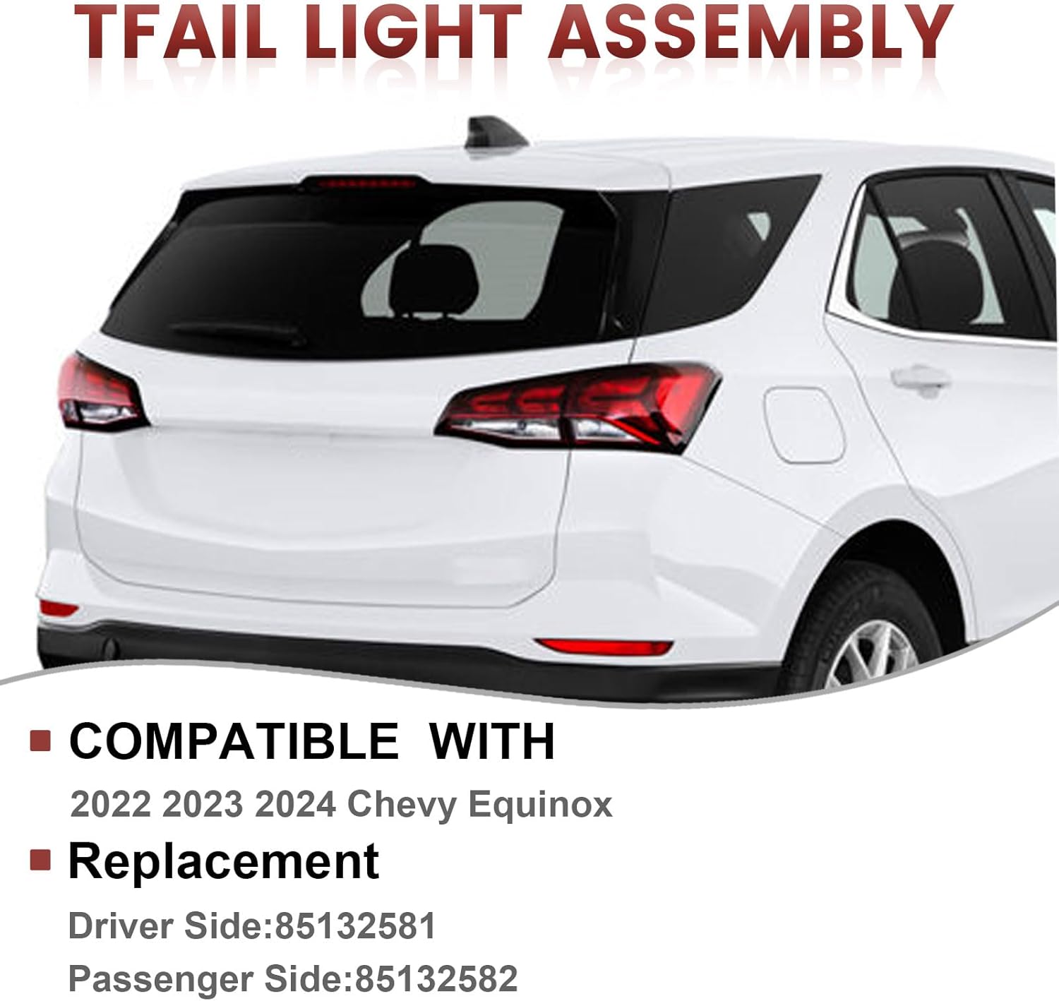 Tail lights Assembly Right Outer Compatible with 2022 2023 2024 Chevy Equinox OE Style Rear Light Taillights Replacement for 85132582