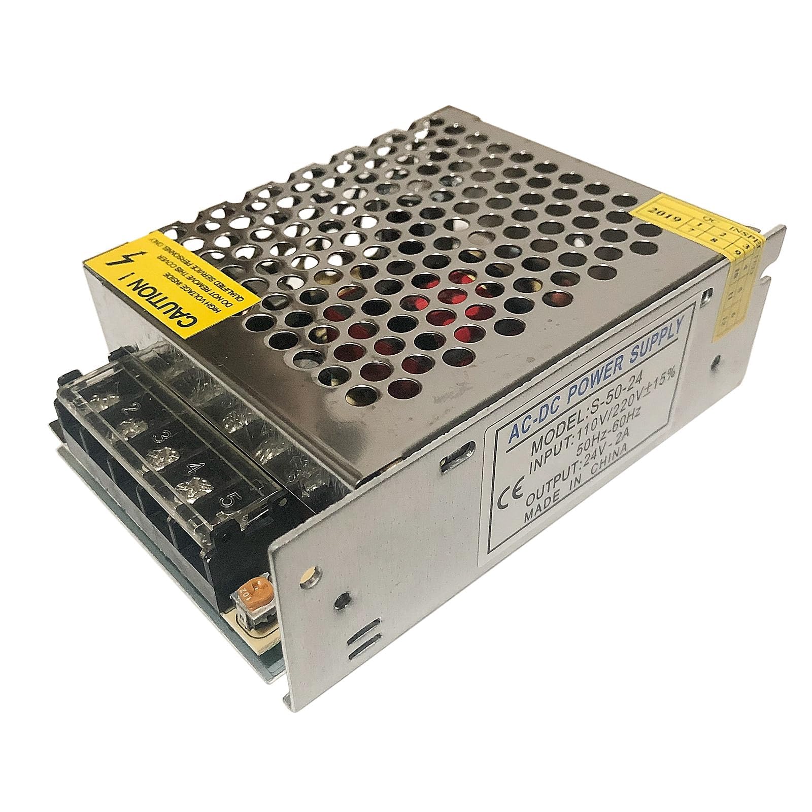 A-DIGISHUO 48W 24V 2A Regulated Switching Power Supply, AC 230V to DC 24V Power Adapter Transformer for LED Strip, CCTV Camera, Security System