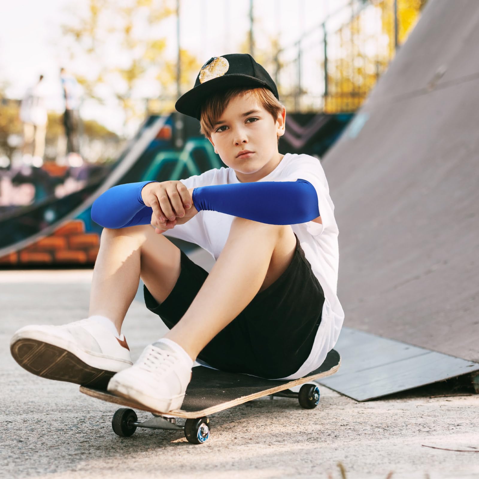 Xuhal 10 pares de mangas de compresión para niños, fútbol, béisbol, deportes, protección solar UV