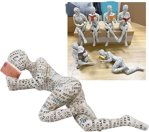 Miniatura 3 de FTVOGUE Figura de mujer de lectura, decoración de estantería de lectura para mujer, adorno de escultura para sala de estar (C)