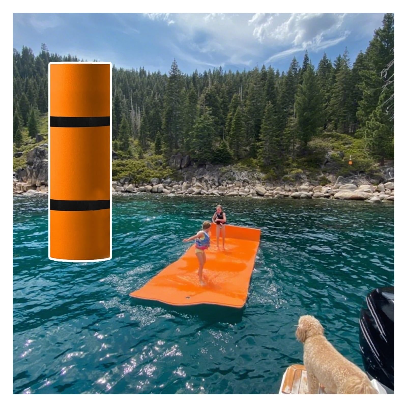 Extra Langes Wasser-Schwimmkissen Für 7 Personen, 70 102 141 216 Zoll Große Schwimmende Wassermatten Für See/Boot/Pool, 1,3 Zoll Dicke XPE-Schwimmkissen Mit Hoher Sichtbarkeit Und Rutschfestigkeit(Ora