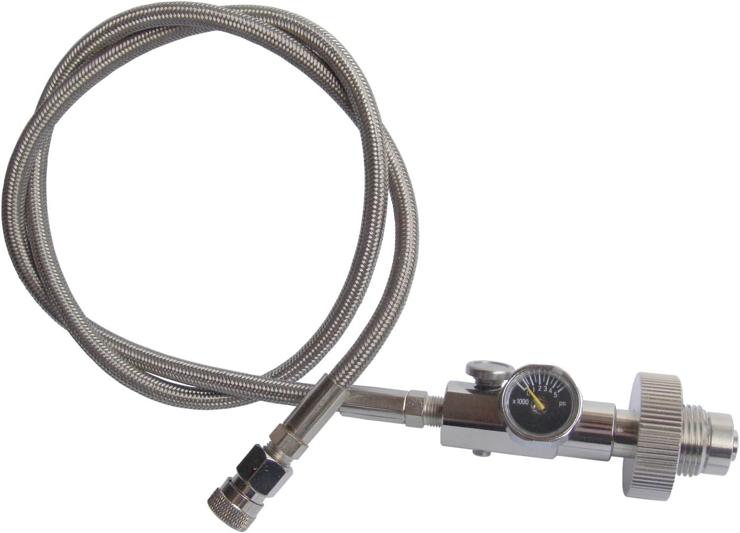 HPA High Pressure Air Scuba DIN Fill Station Adapter with Stainless High Pressure Whip