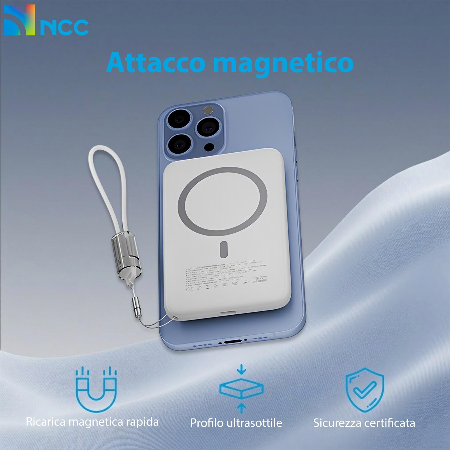 New Net - Power Bank magnético 10000 mAh compatible con Samsung Galaxy | S26, S26+, S25, S25+, S24, S24+, Ultra, Edge, FE, 5G iPhone 17 16 15 Pro Max [Wireless Mag Safe - Potencia 15W - USB-C 22.5W]