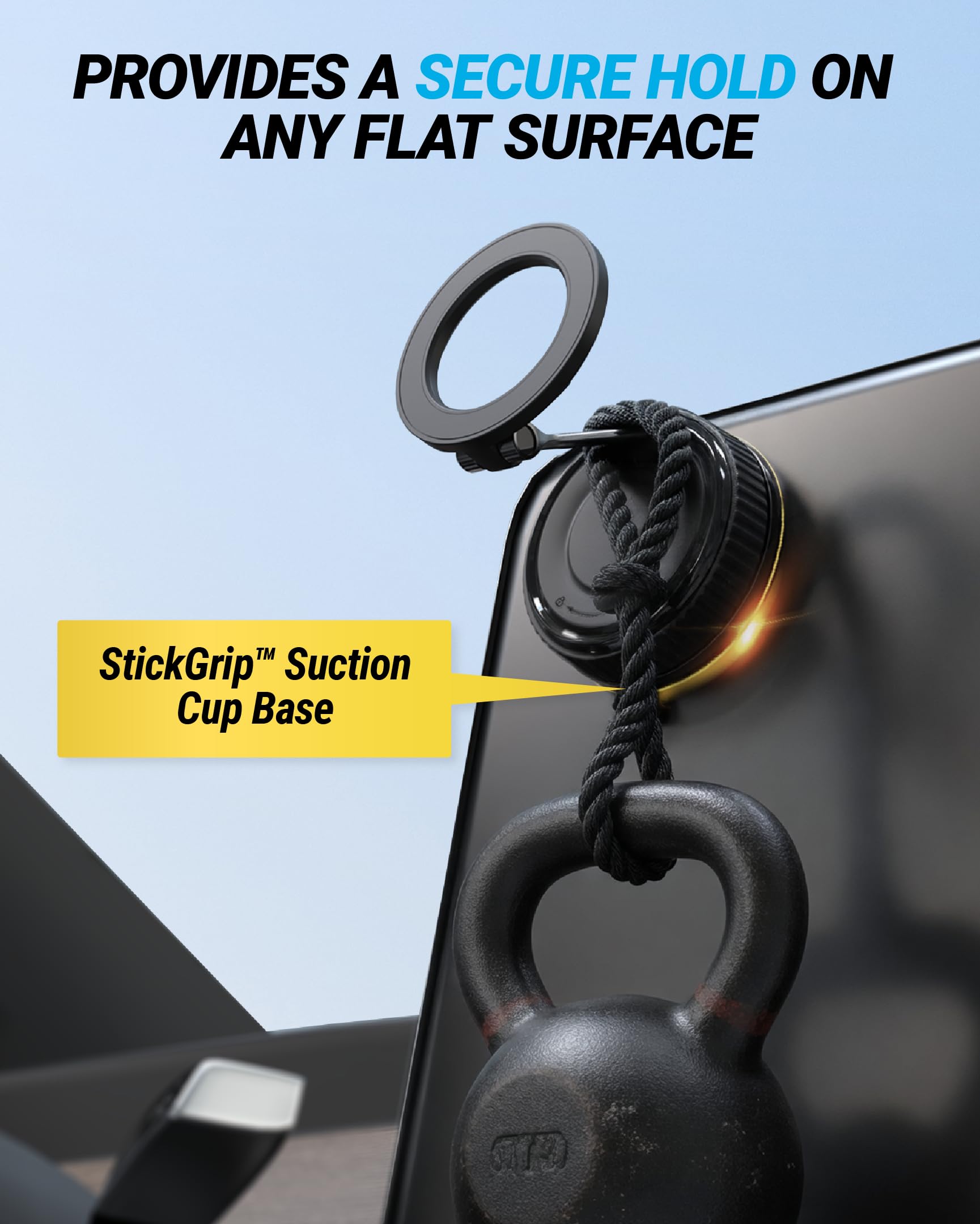 Scosche GoAnywhere MagSafe Suction Cup Phone Mount with Twist-to-Lock Base, Magnetic Phone Holder for Car Dashboard, Windshield and Flat Surfaces, Compatible with PopSockets, iPhone & Android view 4