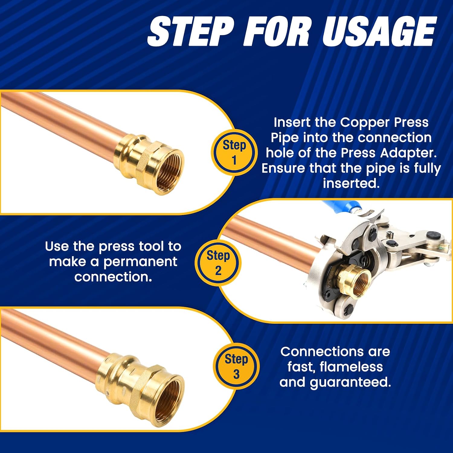 5PCS 1 inch Propress x 1 inch NPT Female Adapter Pressure Copper Fitting ProPress Connect to Female NPT Pipe Lead-Free