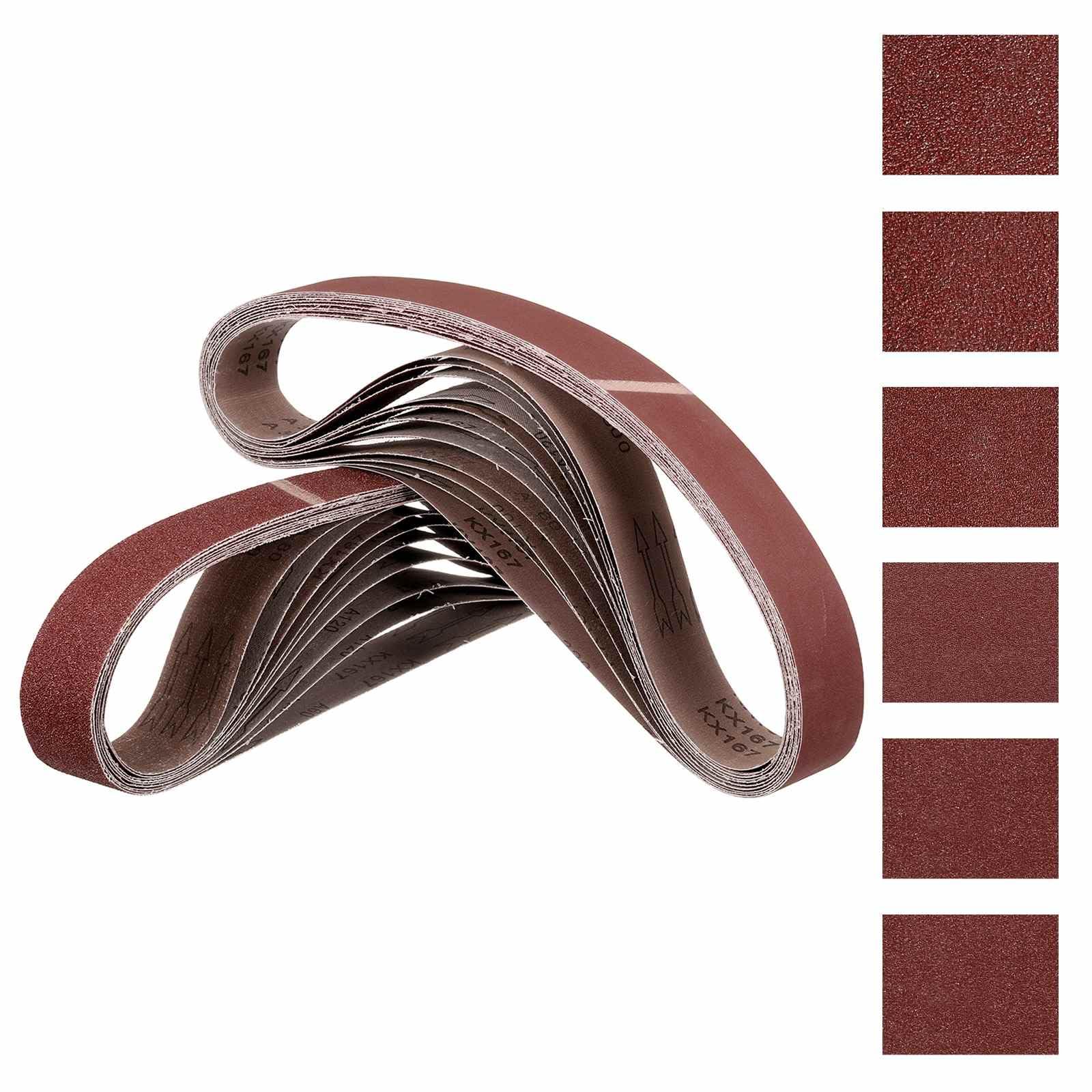Kozelo 18 Pcs Sanding Belts 25mm x 1067mm 60/80/120/180/240/400 Grit Aluminum Oxide Abrasive Sandpaper for Belt Sander Metal Grinding Wood Working Weld Rust Removal Deburring โ image 1