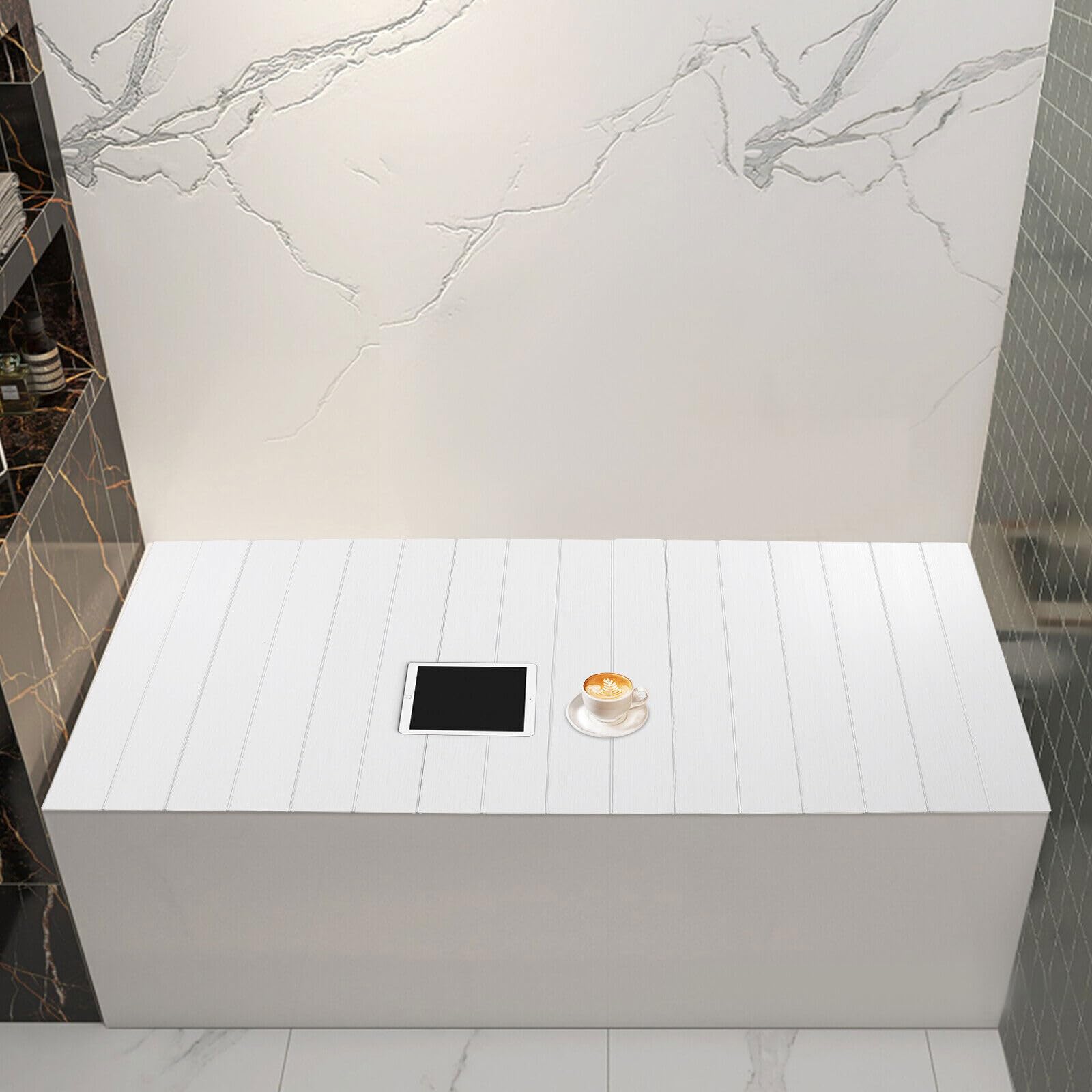 Copertura pieghevole per vasca da bagno, impermeabile, in PVC, moderna, 75 x 170 cm, copertura isolante per quasi tutte le comuni vasche da bagno, casa, esperienza SPA, colore bianco