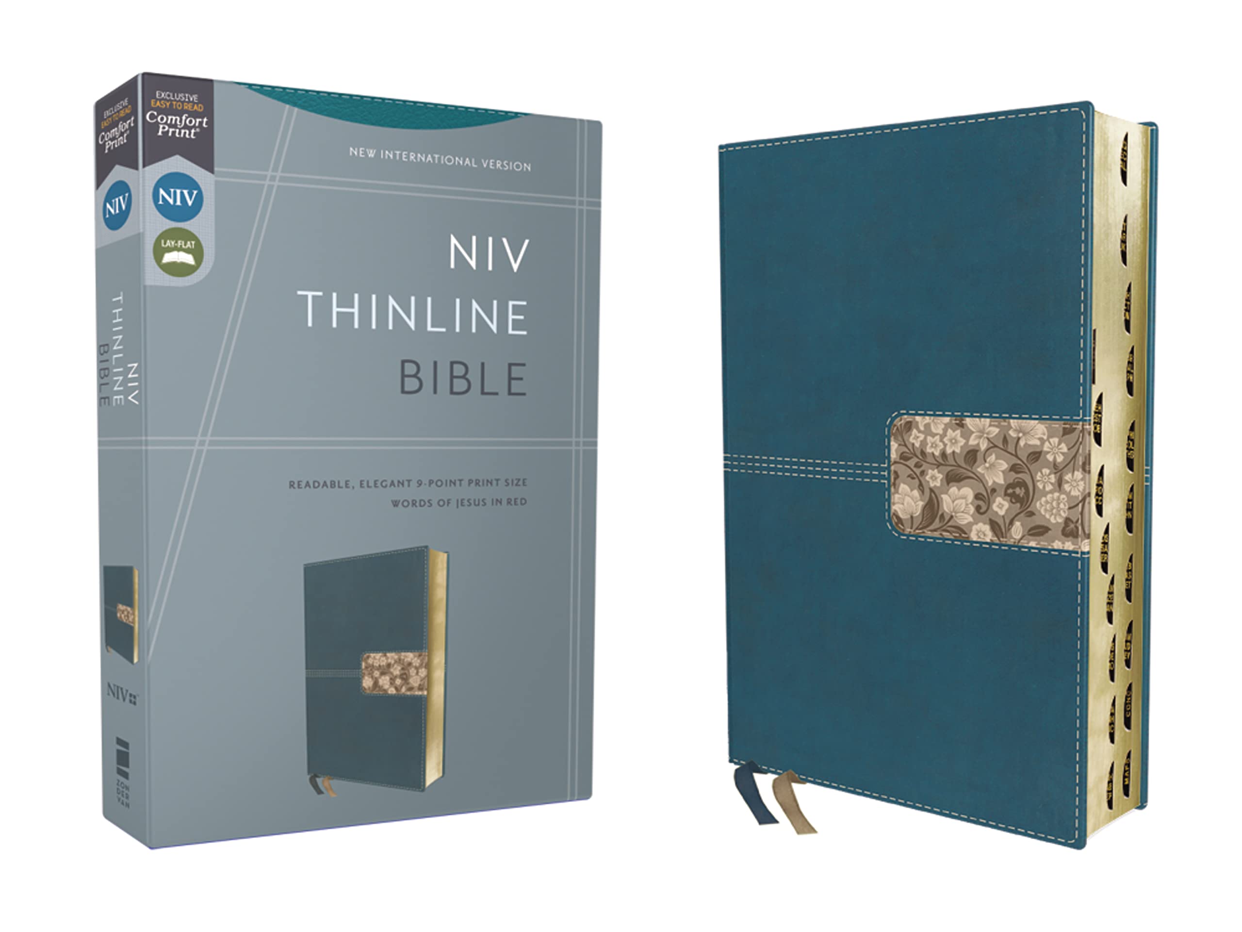 Niv, Thinline Bible, Leathersoft, Teal, Red Letter, Thumb Indexed, Comfort Print Imitation Leather – Import, 1 November 2022