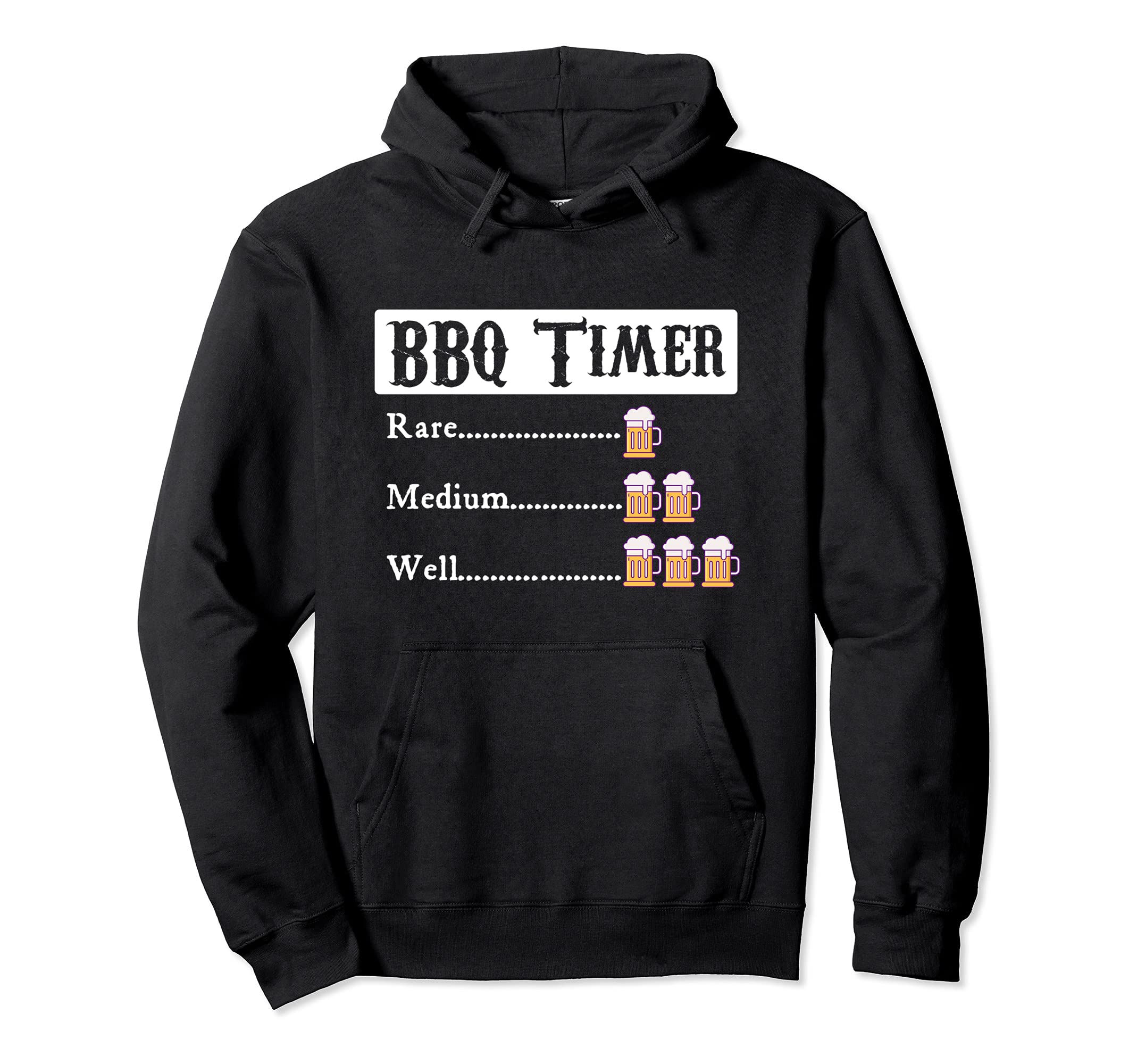 BBQ Timer Barbecue Pullover Hoodie, Black, S