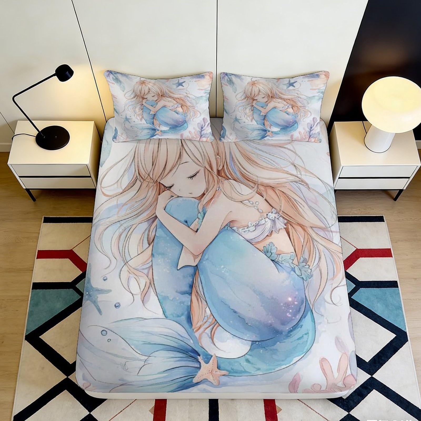 3D Printed Deer Pattern Fitted Sheet Microfiber Deep Pocket Non-Slip Bedroom Deer Mattress Fitted Cover 120x200x25cm