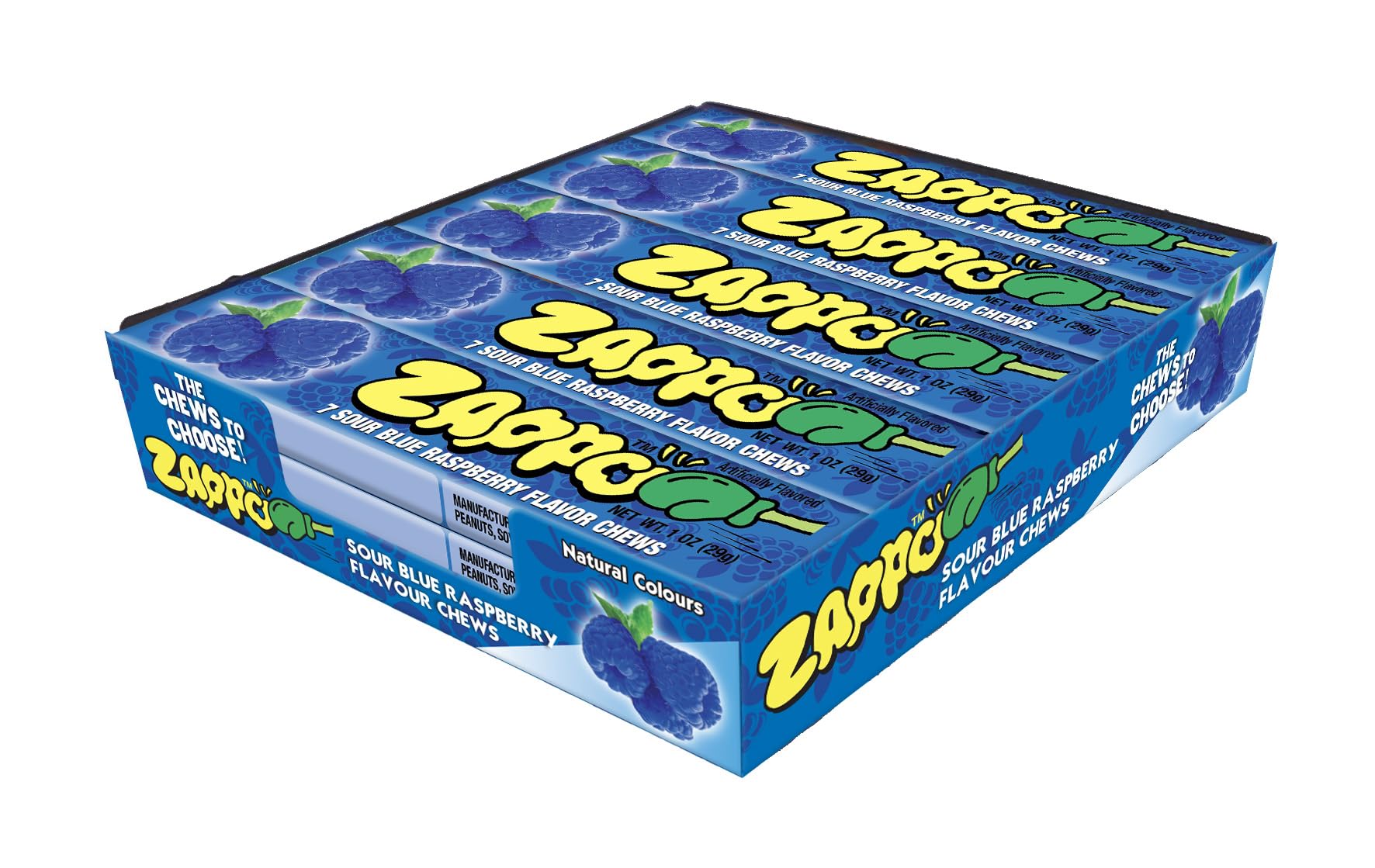 Amazon.com : ZAPPO Sour Blue Raspberry Chews - Bulk Box of 15