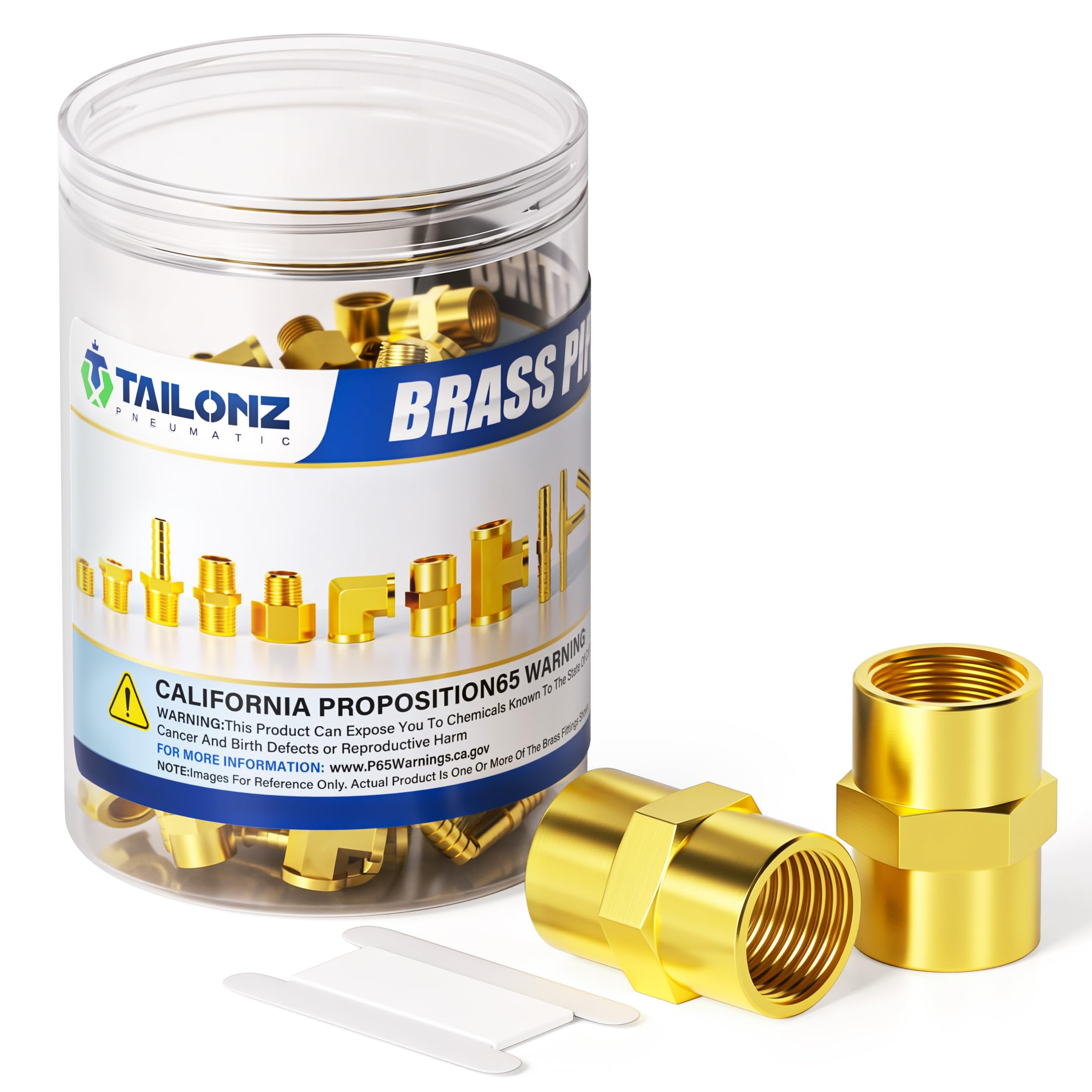 TAILONZ PNEUMATIC Raccordo esagonale per tubo femmina NPT da 1/2", in ottone, confezione da 15