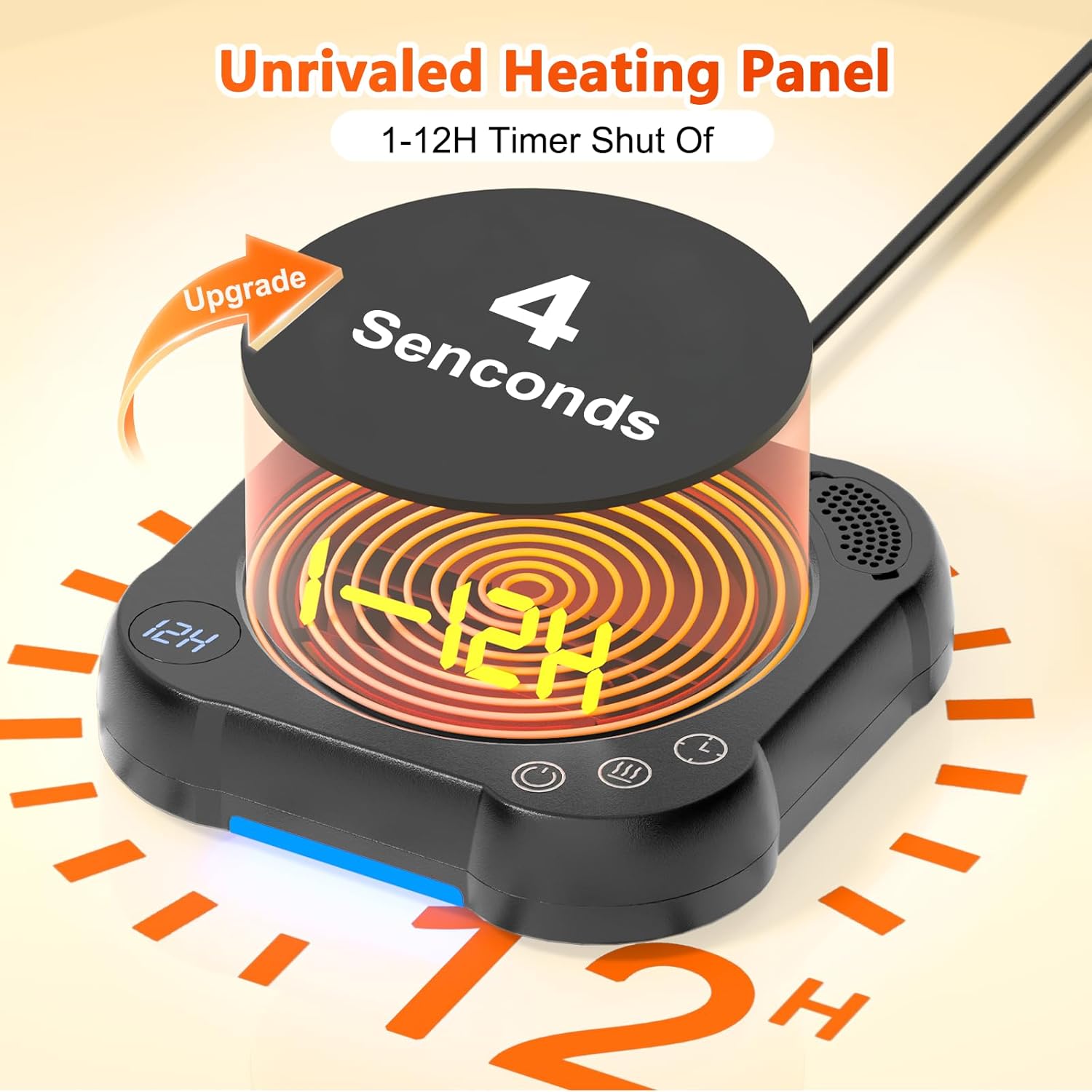 Coffee Mug Warmer & Cup Set - Desk Coffee Cup Warmer for Office/Home with 8-Temp Fast Heating (176℉ Max), Auto Shut Off, Gravity-Induction, 1-12H Timer - ​Ideal Gift for Coffee Lovers