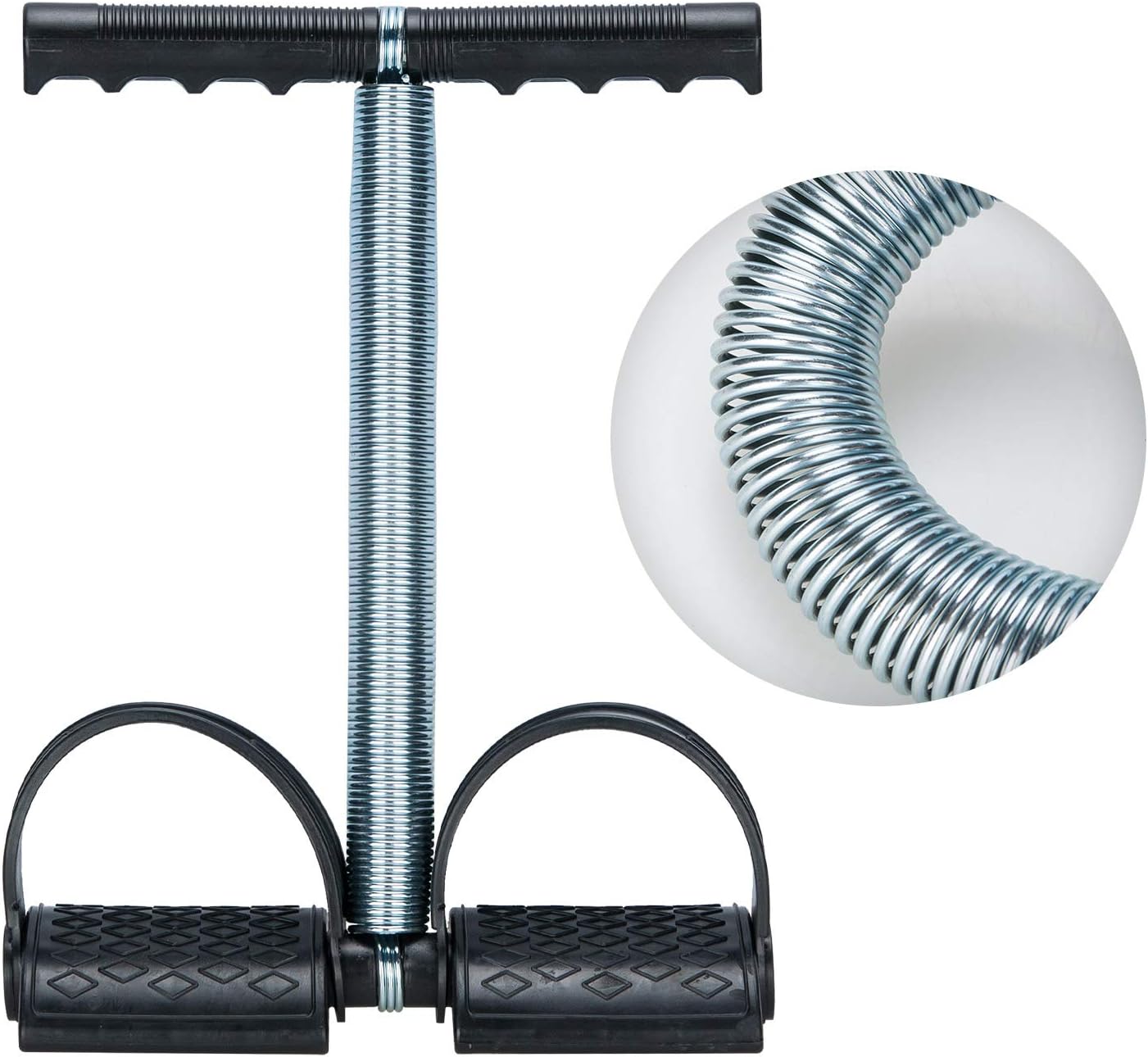 Upgrade Elastic Sit Up Pull Rope Spring Tension Foot Pedal Waist Arm Abdomen Leg Exerciser Tummy Trimmer Equipment Body Building Tummy Stretching Slimming Training for Home Gym Fitness