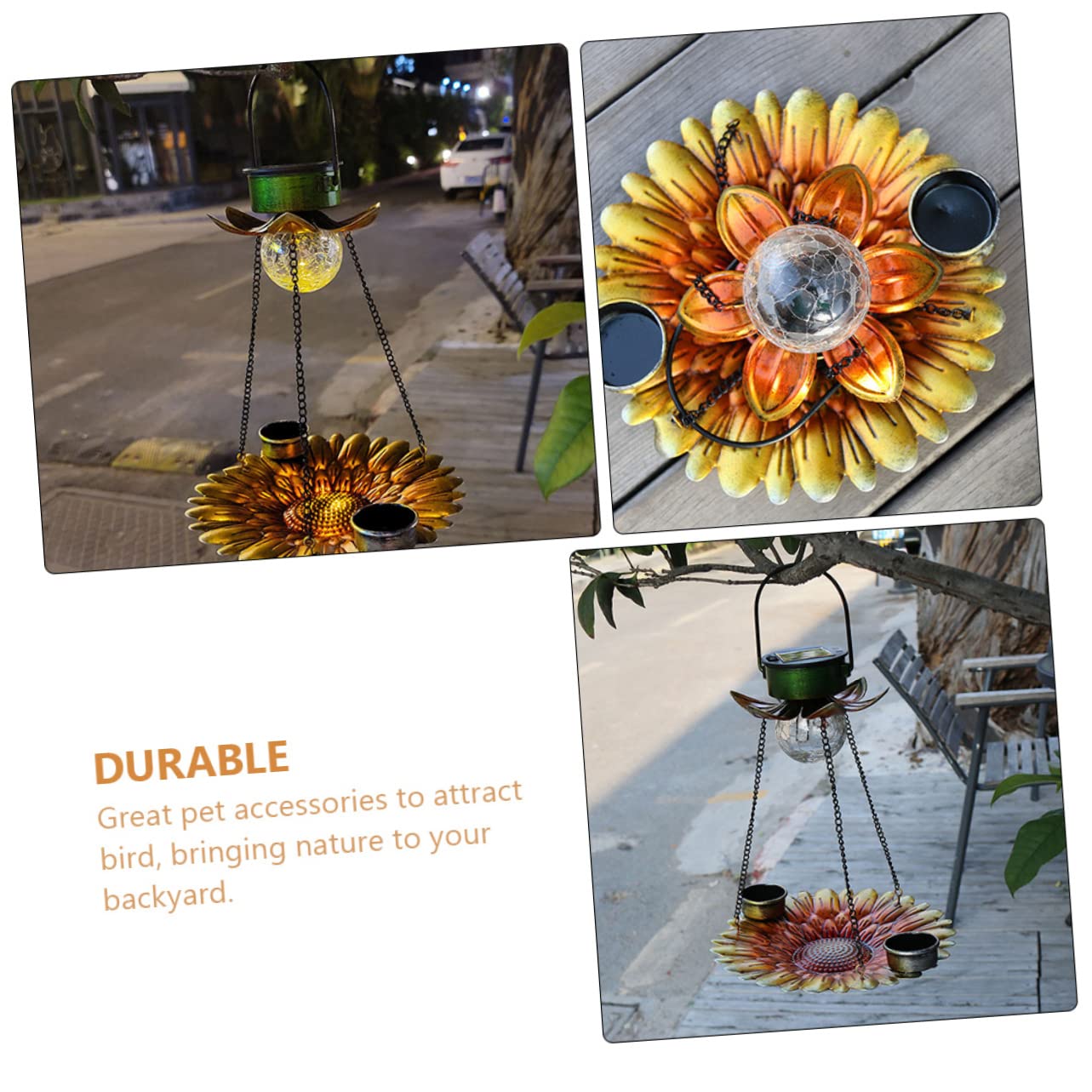 Toddmomy Solar Bird Feeder Kreativer Hängender Futterspender Solar-Laterne Für Garten Und Balkon Für Kleine Vögel Wie Kanarienvögel Und Papageien Wetterbeständig Automatischer