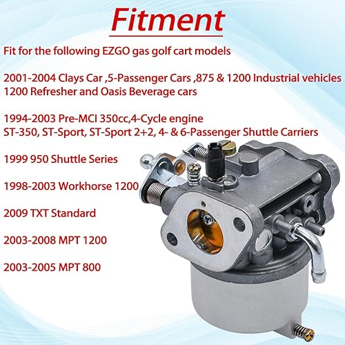 Miniatura 4 de Carburador de carrito de golf apto para carrito de golf EZGO Gas Car 350cc para Robin TXT Medalist 4 ciclos Workhorse ST350 Carb Reemplazo 72558-G01