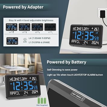 DreamSky Wooden Alarm Clock and Digital Clock with Date
