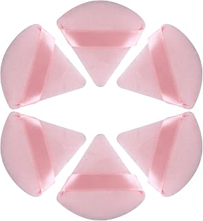 SAVITA 6pcs 7cm/2.76Inch Powder Puff, Powder Sponge Applicator Makeup Puffs Triangle Powder Puff Foundation Cosmetic Makeup Tools for Loose Powder Wet Dry Makeup(Pink)