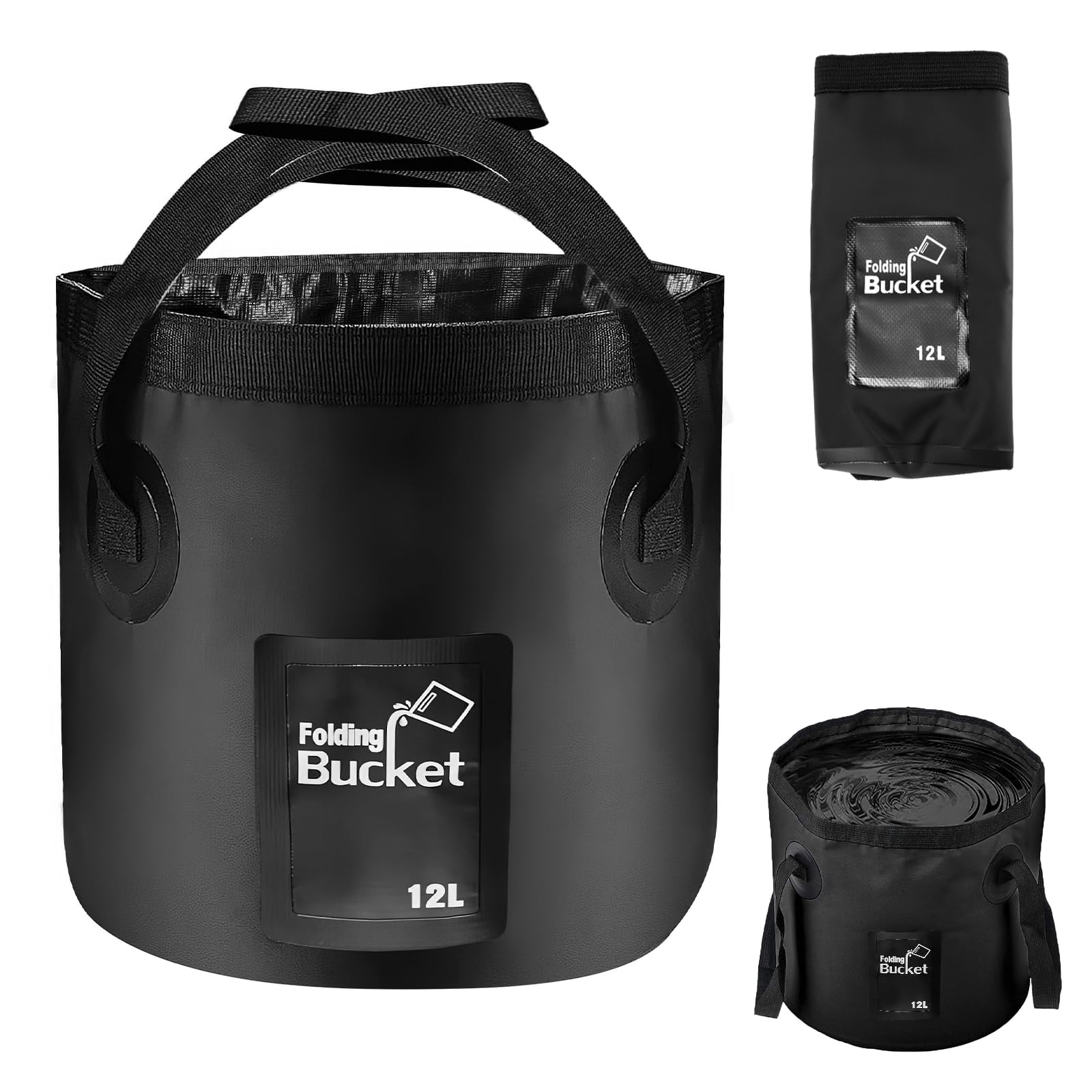 EASONGEE 12L Folding Water Bucket, Portable Collapsible Bucket for Outdoor Sports Camping, Picnic, Fishing, Hiking, Boating
