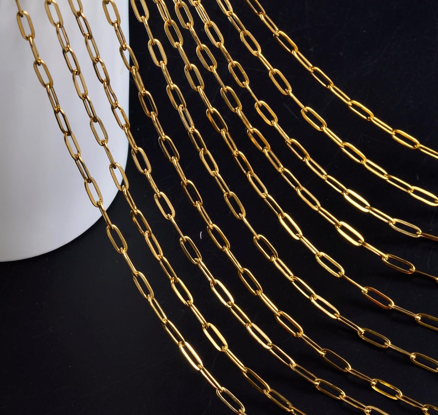 Gold Paperclip Chain Necklace for Women 10pcs 18inch 3X9mm Gold Chains for jewelry Making Stainless Steel Filled 18K Gold Plated Chains Bulk Adjustable Link Chains - Image 2