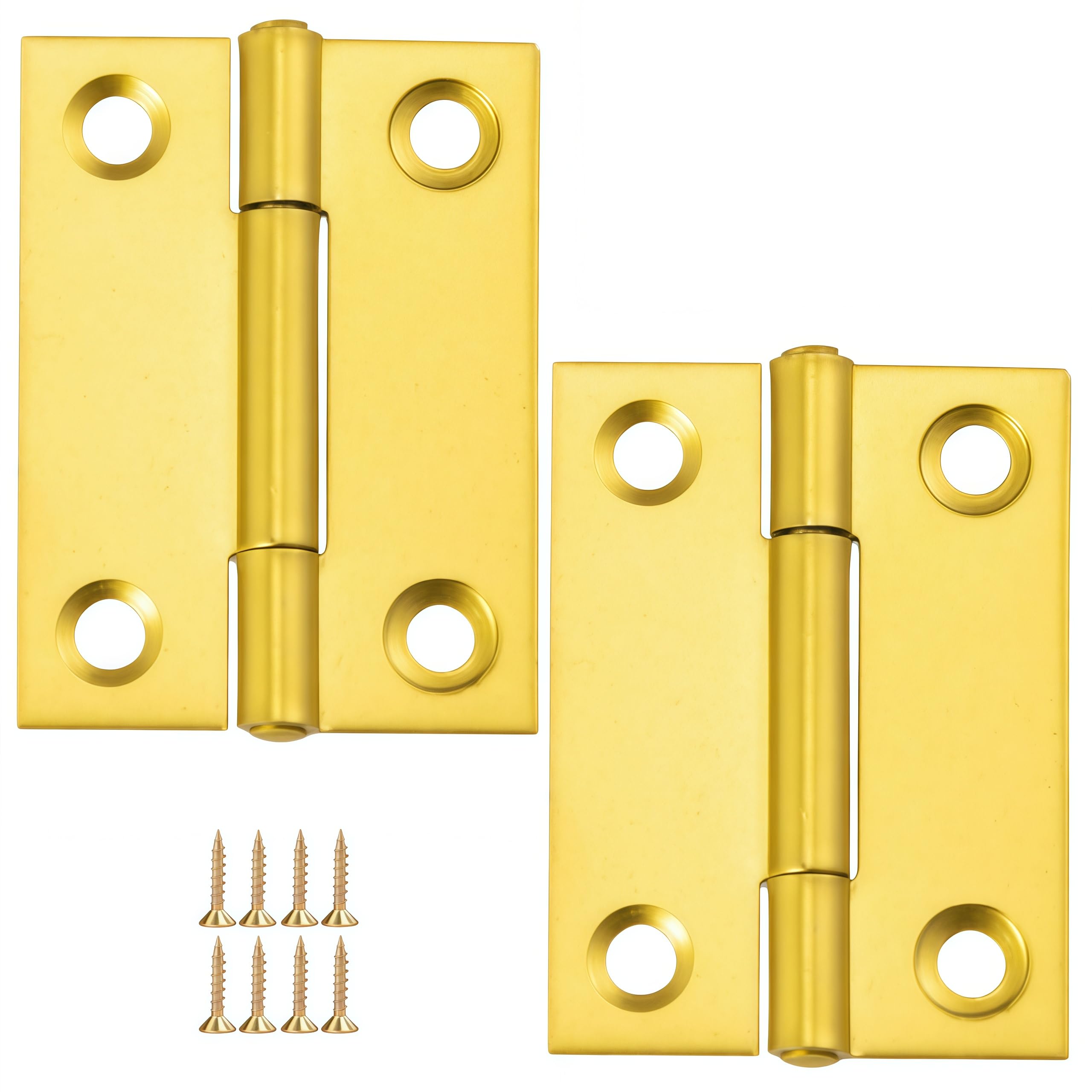 Vbnexyr Regular Hinges 2 Pack Of Gold Stainless Steel Folding Hinges For Cabinets And Wardrobes 50 * 36 * 1.2Mm