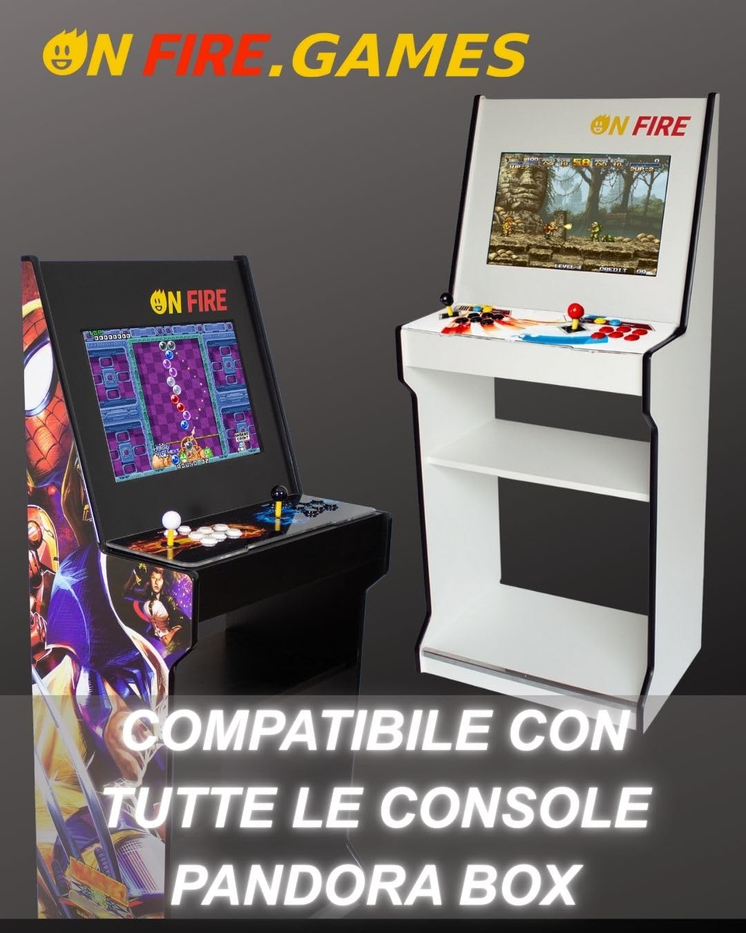ONFIRE GAMES | Mobile + schermo | Cabinato Videogame Arcade e Retrogaming | Senza Console | Trasforma la tua console in un vero Cabinato da Sala Giochi