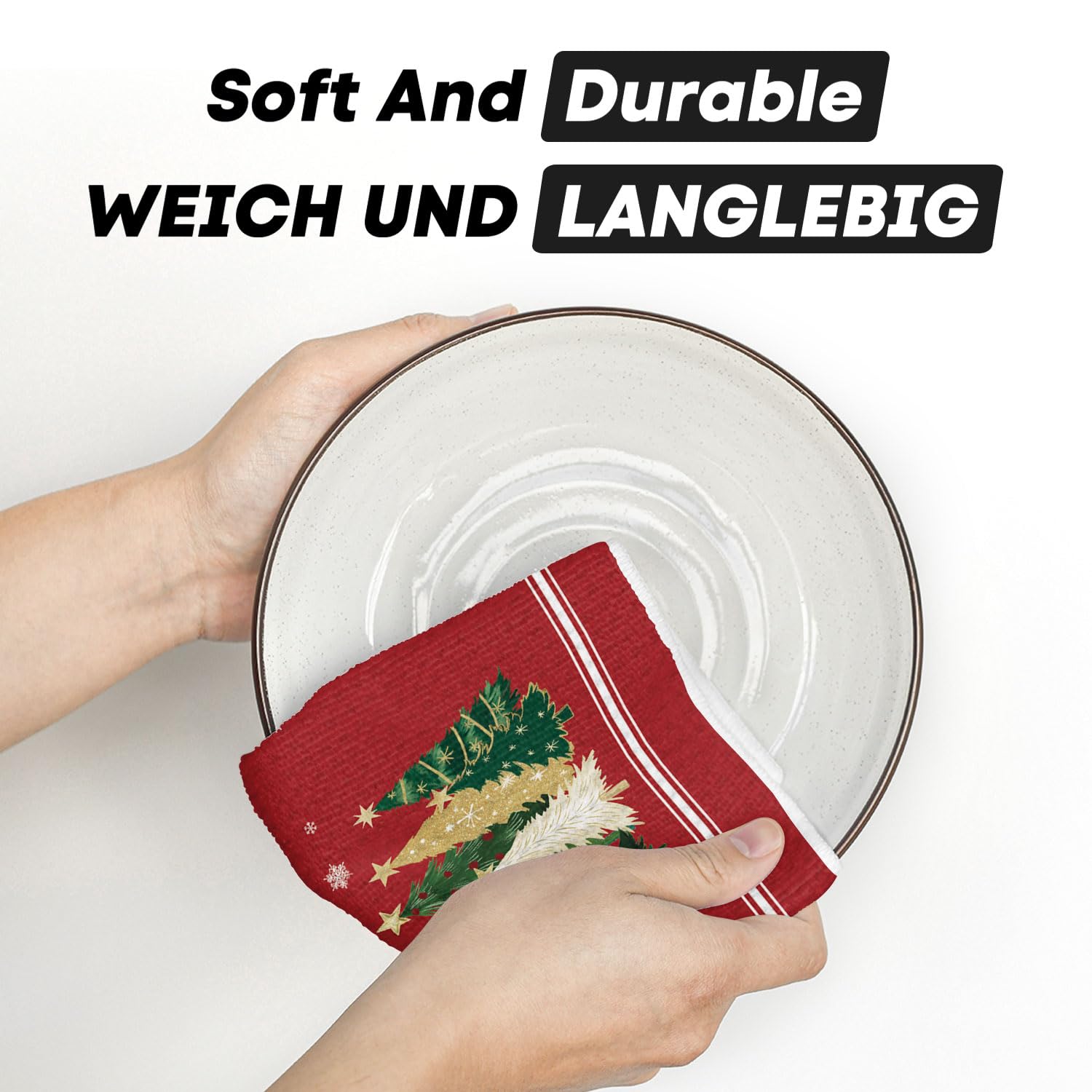 Set 4 Strofinacci Da Cucina In Microfibra – Motivi Fiocchi Di Neve, 42x65 Cm, Super Assorbenti E Asciugatura Rapida