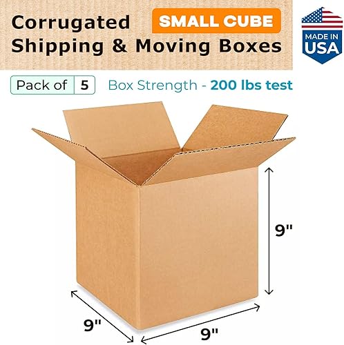 Miniatura 2 de Cajas de envío y mudanza de cubos pequeños de 9 x 9 x 9 pulgadas (paquete de 5)  Extra resistentes 200 libras frente a las regulares  Cajas de