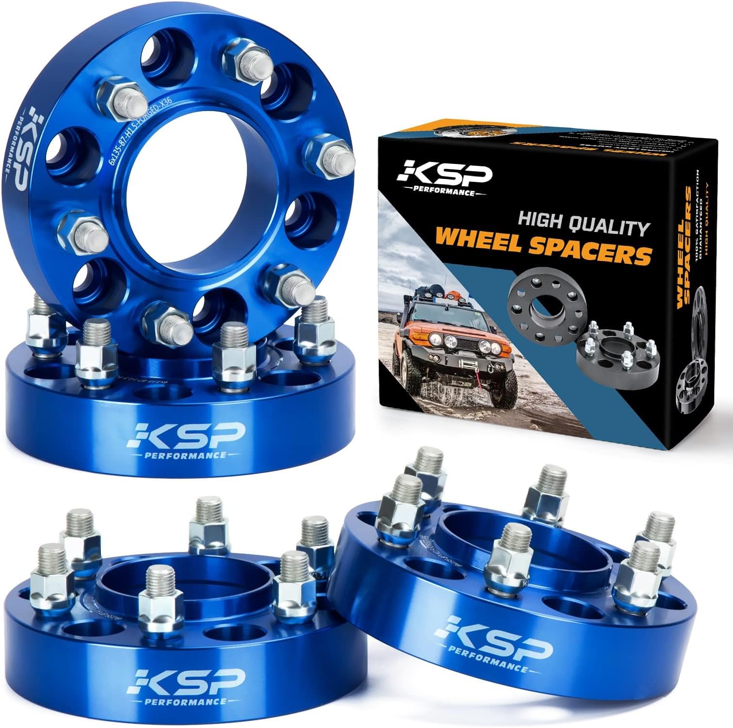 KSP 1.5" Wheel Spacers for F150 2015-2025, 4pcs 6x135 to 6x135 Wheel Spacers With Hub Lip Compatible With Fo/r/d Expedition Lobo 2015+up 6 Lug Hub, 38mm Forged Spacer with M14x1.5 Stud 87.1mm Hub Bore