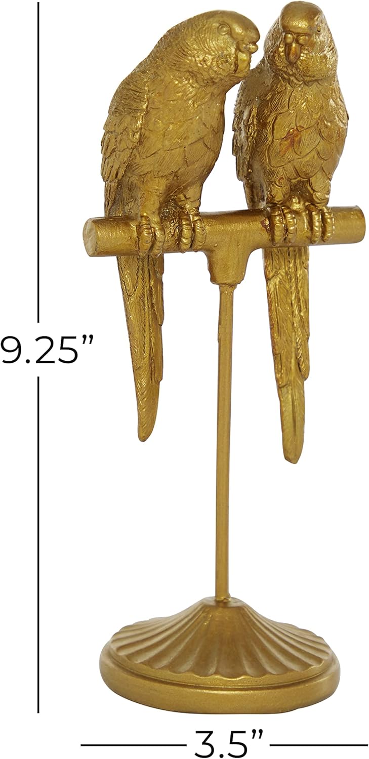 Gold Resin Parrot Statue for Tabletop Decor