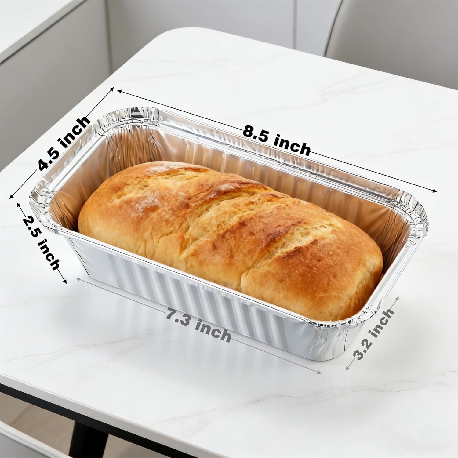 Findful Disposable 2Lb Loaf Pans, 100 Pack Aluminum Bread Pans for Baking - 8.5" x 4.5" x 2.5" Foil Pans Perfect for Banana Bread, Cakes, Meatloaf & Food Serving