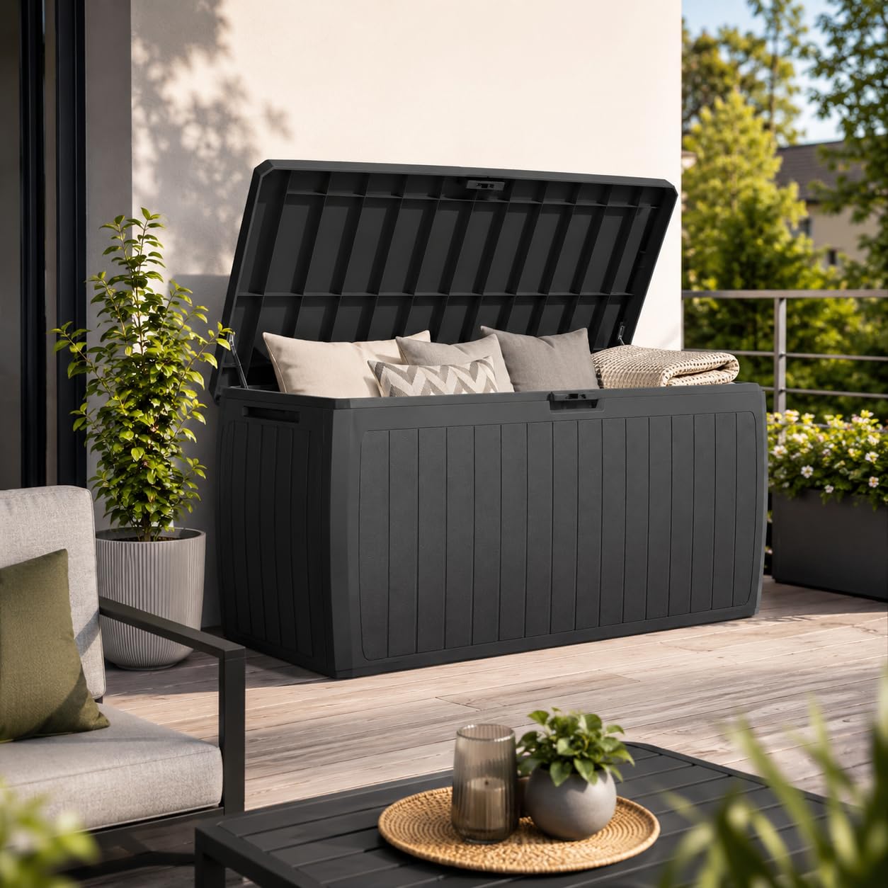 BigDean Gartenbox Auflagenbox wasserdicht 290 Liter 116cm lang 60cm hoch 47cm breit Made in Europa abschließbar