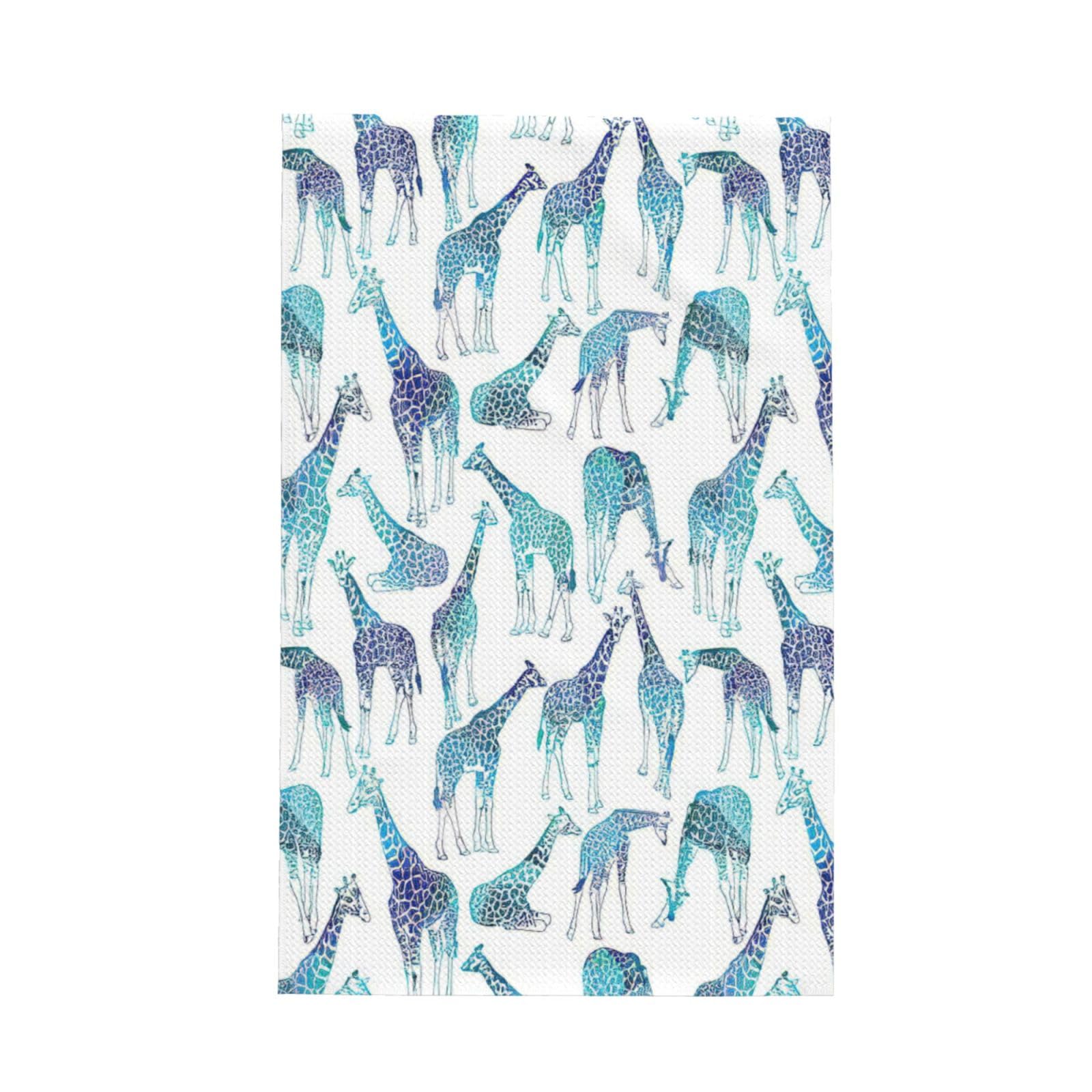 CKGODGF Giraffe Pattern Print Absorbent Waffle Dishcloths,Kitchen Towels With Hanging Loops,Tea Towels.