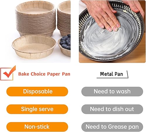 Miniatura 4 de 50 mini sartenes de papel para hornear mini latas de pastel de 4 pulgadas antiadherentes platos desechables para hornear quiche aptos para horno