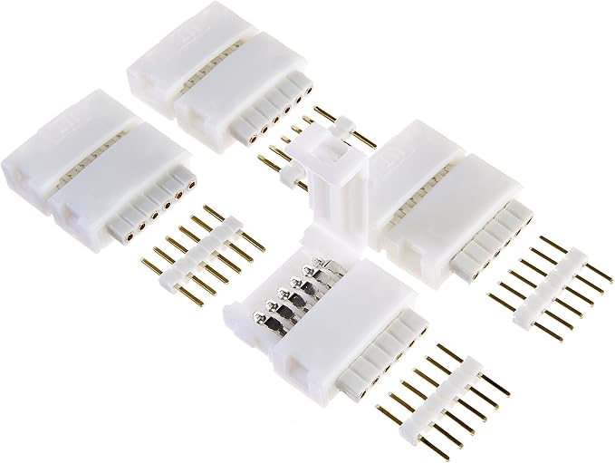 Litcessory 6-Pin to Cut-End Connector Compatible with Nanoleaf Essentials Lightstrips (4 Pack, White)