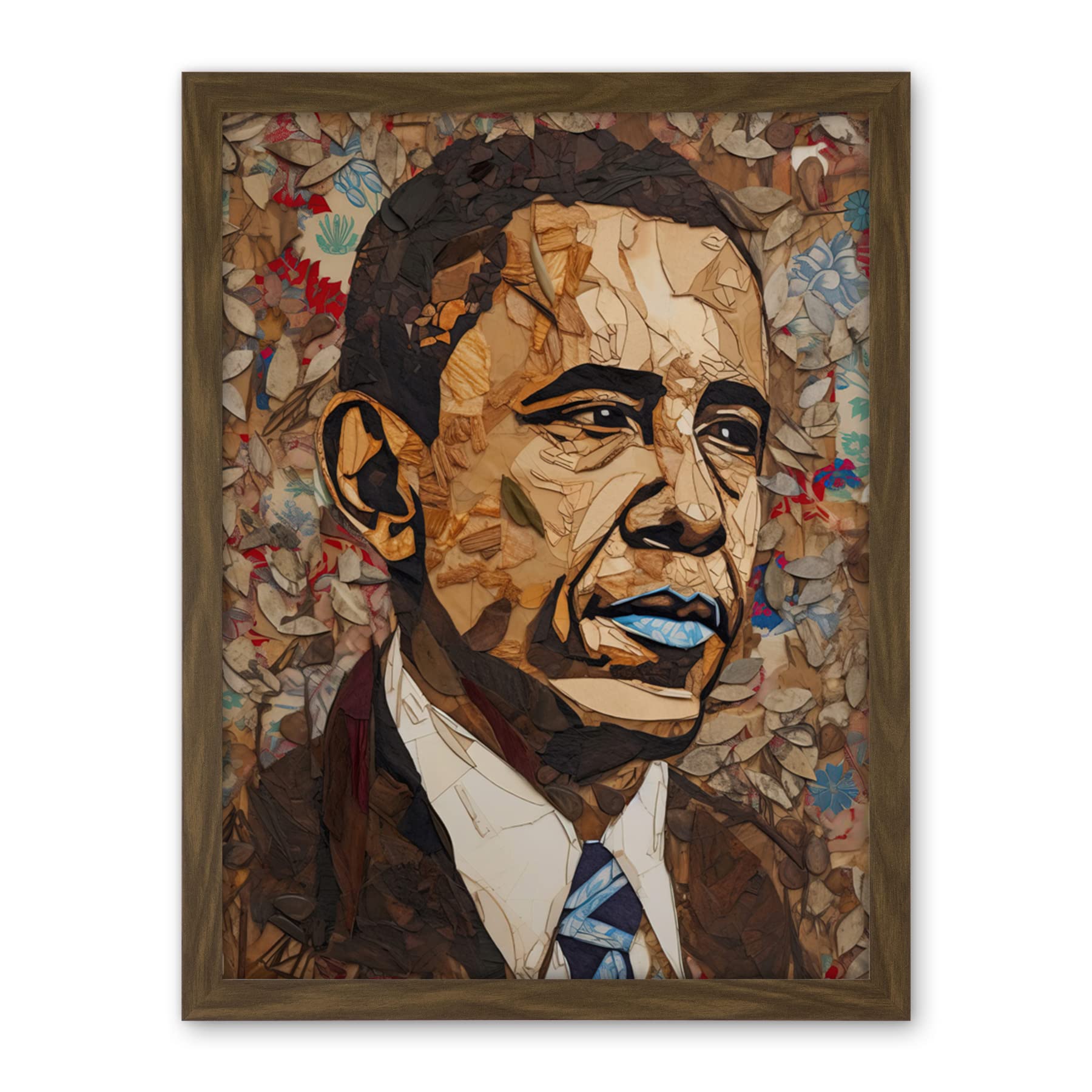 Artery8 Barack Obama Collage Art Portrait Artwork Framed Wall Art Print 18X24 Inch