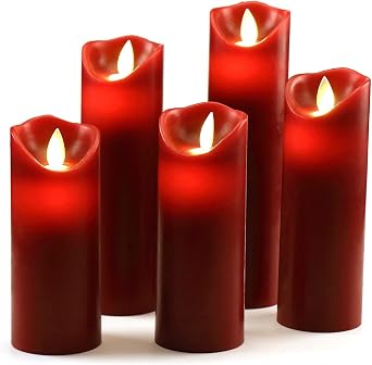OSHINE LED Candles Flameless Candles red H5.5" 6" 6.5" 7" 8" D2.2 Remote Control with 24 Hour Timer Function Flickering Gift Decoration Party red [Energy Class E]