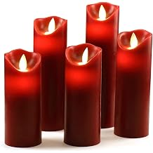 OSHINE LED Candles Flameless Candles red H5.5" 6" 6.5" 7" 8" D2.2 Remote Control with 24 Hour Timer Function Flickering Gift Decoration Party red [Energy Class E]